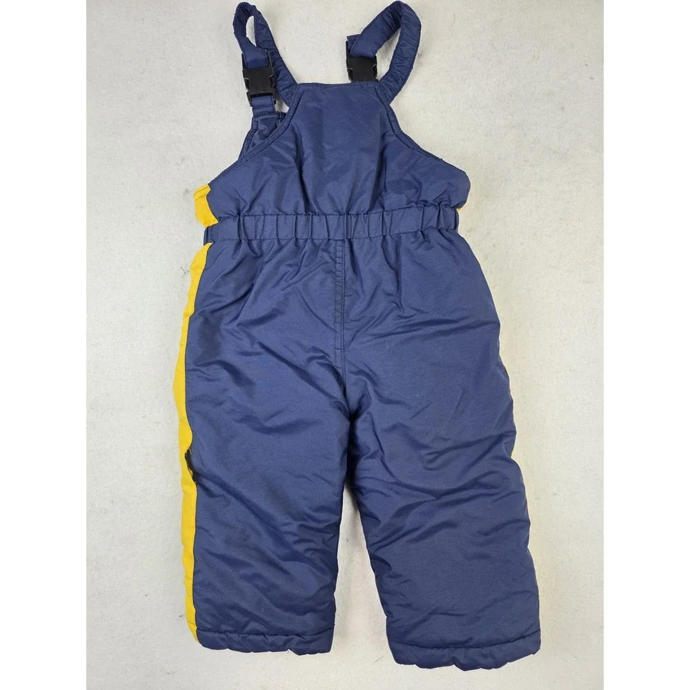 Oshkosh Kids Snowsuit Bibs Overall‎ Puffer Pants 24M Months Navy Yellow *READ*